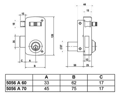 Slot Lince 5056a-95056ahe60d Plaatsen over Staal 60 mm Rechts