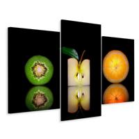 Schilderij - Kiwi, appel, sinaasappel, 3 luik, premium print - thumbnail