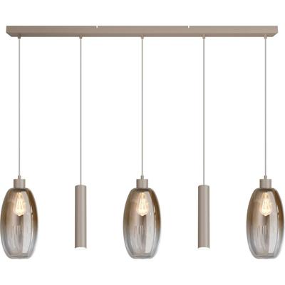 Masterlight Glazen hanglampOlive 3x Ø 18,5cm - 2x Run pendel - zand - 2431-36-130-5RT20218