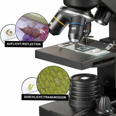 National Geographic 9039001 40x-1280x Mikroskop inkl. Smartphone Halterung Doorlichtmicroscoop Monoculair 1280 x Opvallend licht, Doorvallend licht