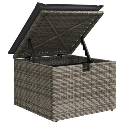 5-delige Loungeset met kussens poly rattan grijs - thumbnail