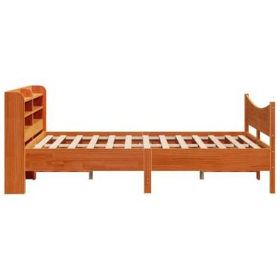 Bedframe met hoofdbord massief grenenhout wasbruin 140x190 cm
