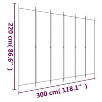 Kamerscherm met 6 panelen 300x220 cm stof wit - thumbnail