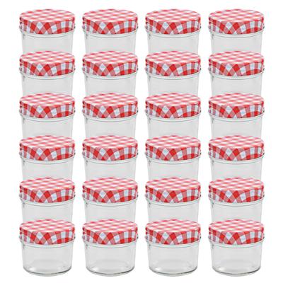VidaXL Jampotten met wit met rode deksels 24 st 110 ml glas VidaXL Jampotten met wit met rode deksels 24 st 110 ml glas