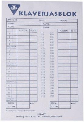 Haza Witbaard klaverjasblok, 50 vellen