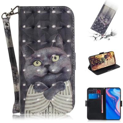 3D gekleurde tekening knuffel kat patroon horizontale Flip lederen case voor Huawei P Smart Z/Y9 Prime 2019/Nova 5i met houder & kaartsleuven & porte