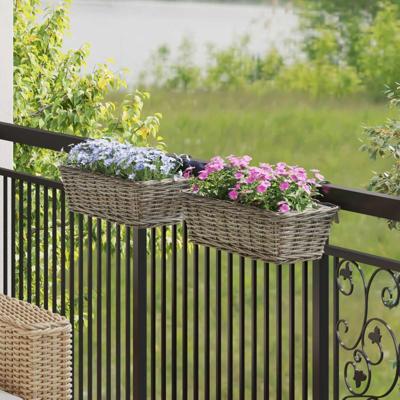 Hangende Bloempot Mand 2 pcs Grijs 48 x 22 x 15 cm Lacak Riet