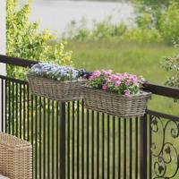 Hangende Bloempot Mand 2 pcs Grijs 48 x 22 x 15 cm Lacak Riet - thumbnail