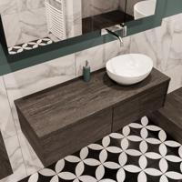 Mondiaz Lush Barco badmeubel eiken Dark brown 120 cm 2 lades mdf 1 waskom rechts zonder kraangat - thumbnail