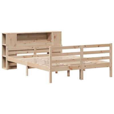 Bed met boekenkast zonder matras massief grenenhout 140x190 cm - thumbnail
