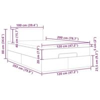 Ottoman bed met matras en LED's 120x200 cm fluweel lichtgrijs - thumbnail