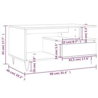 Salontafel 90x49x45 cm bewerkt hout gerookt eikenkleurig - thumbnail