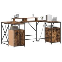 Bureau met lade Gerookt eiken 182 x 101 x 87.5 cm Bewerkt hout - thumbnail