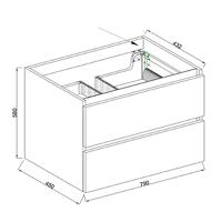 Wiesbaden Marmaris losse onderkast + 2 laden mat zwart 80 cm - thumbnail