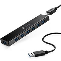 j5create 7-poorts USB 3.0 Data Hub met 1m verlengkabel [20W voeding meegeleverd] voor Mac, MacBook, Windows, Laptop, Surface, XPS, PC (JUH377) - thumbnail