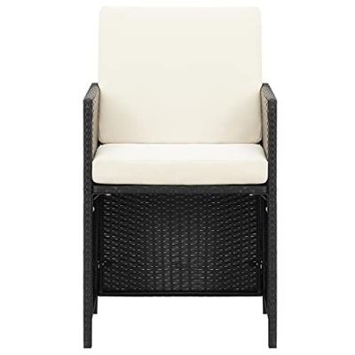 Tuinstoelen 4 st poly rattan zwart - thumbnail