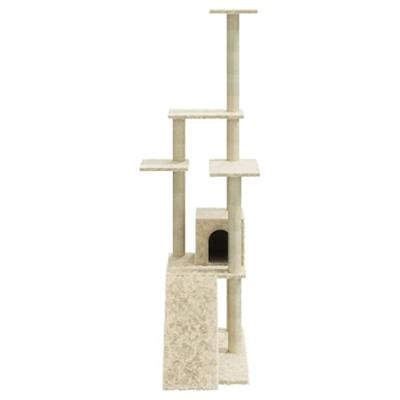 Kattenmeubel met sisal krabpalen 155 cm crmekleurig