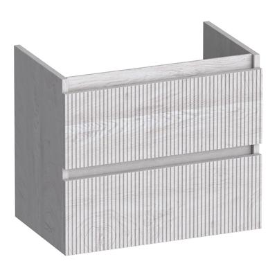 Brauer Joy Wavy - Onderkast Ondiep - 60 cm - met 2 Softclose Lades Greeploos en 1 Sifon Uitsparing - Forest Seashell