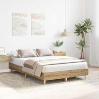 Bedframe zonder matras spaanplaat ambachtelijk eikenkleurig - thumbnail