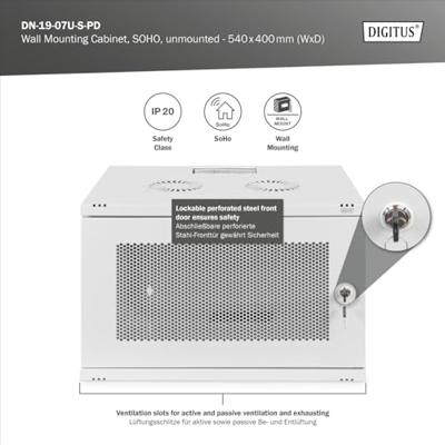 Digitus DN-19-07U-S-PD rack 7U Wandrek Grijs - thumbnail