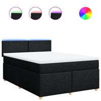 Boxspring met matras stof zwart 140x190 cm - thumbnail