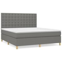 Boxspring met matras stof donkergrijs 180x200 cm - thumbnail
