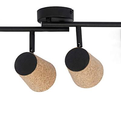 QAZQA Plafondspot zwart met kurk kap 4-lichts verstelbaar - Corky