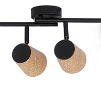 QAZQA Plafondspot zwart met kurk kap 4-lichts verstelbaar - Corky - thumbnail