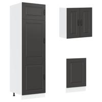 8-delige Keukenkastenset Kalmar bewerkt hout zwart - thumbnail