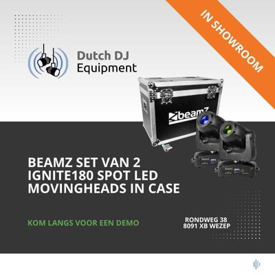 Beamz Set van 2 IGNITE180 spot LED Movingheads in Flightcase Beamz Set van 2 IGNITE180 spot LED Movingheads in Flightcase
