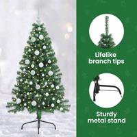 VidaXL Kunstmatig voorverlicht kerstboom met 150 led groen 120 cm pvc - thumbnail