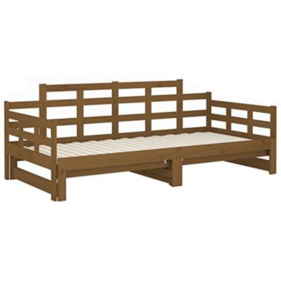 Slaapbank uitschuifbaar grenenhout honingbruin 2x(90x190) cm Slaapbank uitschuifbaar grenenhout honingbruin 2x(90x190) cm