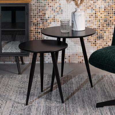 Bijzettafel 'Kevan' set van 2 stuks, kleur Zwart Bijzettafel 'Kevan' set van 2 stuks, kleur Zwart