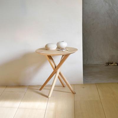 Ethnicraft Ronde Bijzettafel 'Mikado' Geolied Eikenhout, 50cm, kleur Naturel