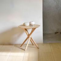 Ethnicraft Ronde Bijzettafel 'Mikado' Geolied Eikenhout, 50cm, kleur Naturel - thumbnail