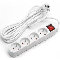 Witte Stekkerdoos met Schakelaar - Verlengsnoer 2300W - 4 Stopcontacten - 5m - thumbnail
