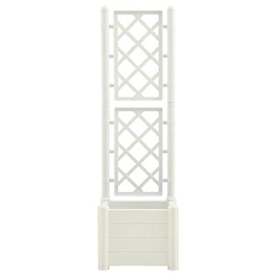 Plantenbak met latwerk 43x43x142 cm PP wit