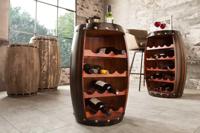 Massief wijnrek BODEGA 60cm koffiebruin grenen vat bartafel voor 14 flessen - 38963 - thumbnail