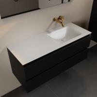 MONDIAZ AIVY 120cm badmeubel Urban, wastafel Talc solid surface rechts zonder kraangat met spiegel (AI-351641TALC-NO - AI-M120URRE - AI-S120X72) - thumbnail