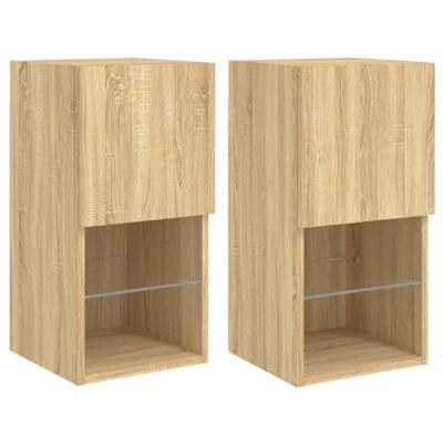 Tv-meubelen 2 st LED-verlichting 30,5x30x60 cm sonoma eiken
