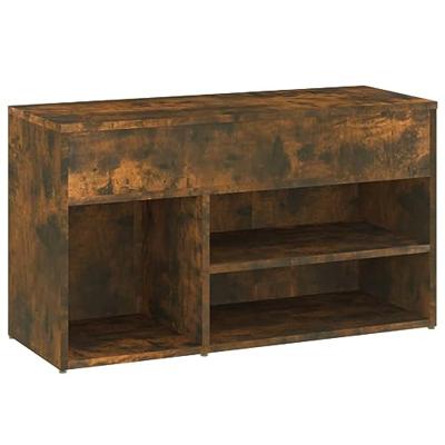 Schoenenbankje 80x30x45 cm bewerkt hout gerookt eikenkleurig