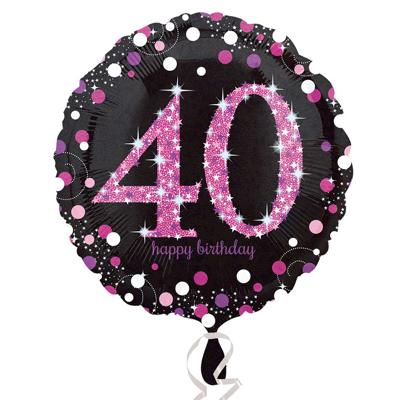 FolieBallon 40 jaar happy birthday pink 43cm