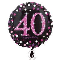 FolieBallon 40 jaar happy birthday pink 43cm - thumbnail