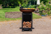 RJRoyal Living Hermano XXL Base Black top Corten barbecue incl. hoes en houtopslag Ø80cm- - Cortenstaal- RJRoyal Living - thumbnail