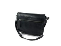 Trendy kleptasje schoudertasje COCO wax Pull Up zwart - thumbnail