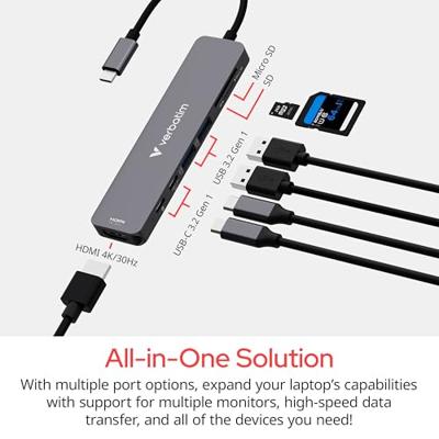 Verbatim Essentials 32158 USB-hub HDMI USB 3.2 Gen1 5 GBit/s USB-C PD laadaansluiting Grijs