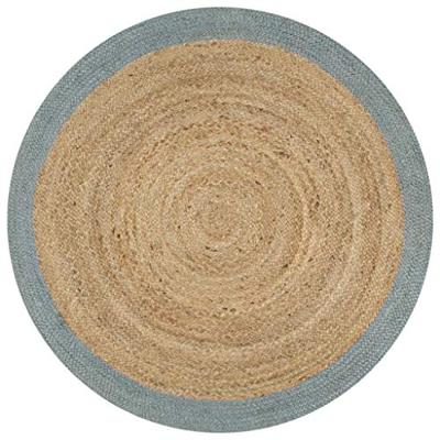 VidaXL Vloerkleed handgemaakt met olijfgroene rand 120 cm jute