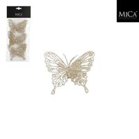 Mica Decoations Clip Vlinder 10x8 cm 3 Stuks Champagne - thumbnail