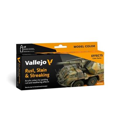 Vallejo 70183 Modelspoor mengkleur Chocolade, Zwart-bruin, Bruin-oranje, Bruin, Zwart, Rood-oranje, Hout, Roest 8 stuk(s)