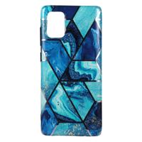 Shop4 - Samsung Galaxy A71 Hoesje - Zachte Back Case Marmer Combinatie Blauw - thumbnail